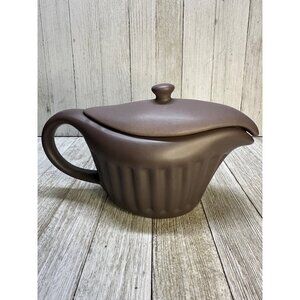 Vintage Japanese Kyusu Teapot Clay with Handle & Lid Brown Teaware
